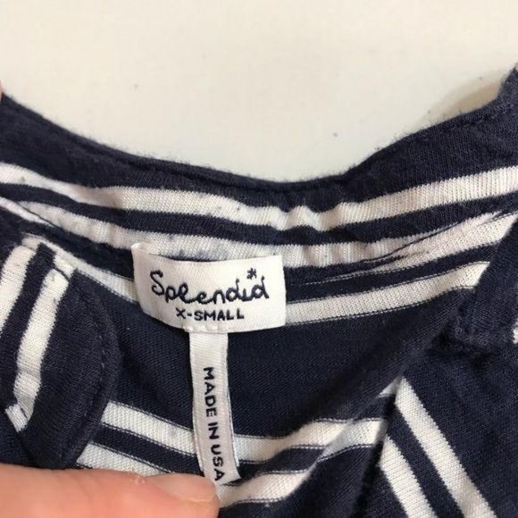 Splendid Navy Blue XS French Stripe Banded Hem Top - Picture 8 of 13